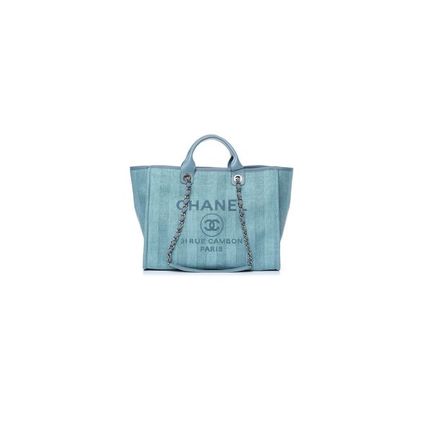 Ch*el woven straw raffia striped medium deauville tote