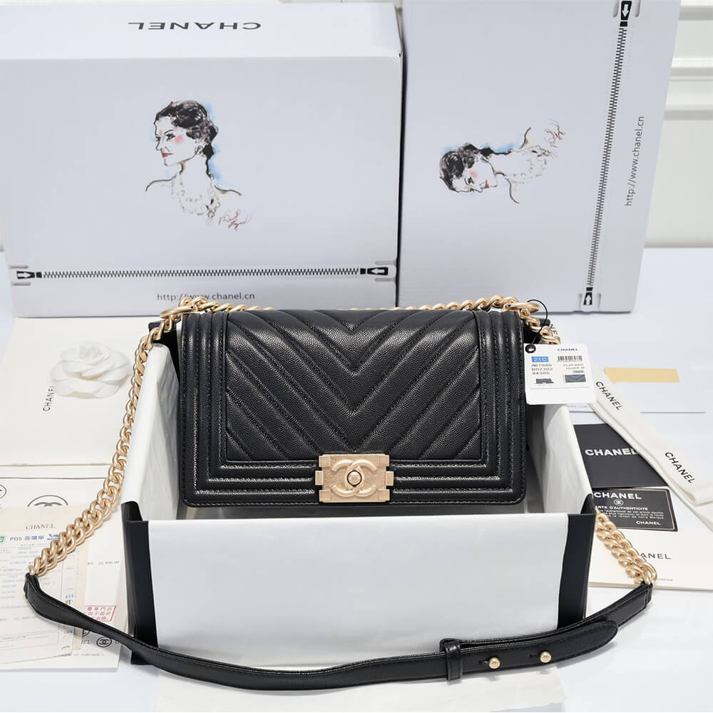chevron caviar boy Ch*el handbag