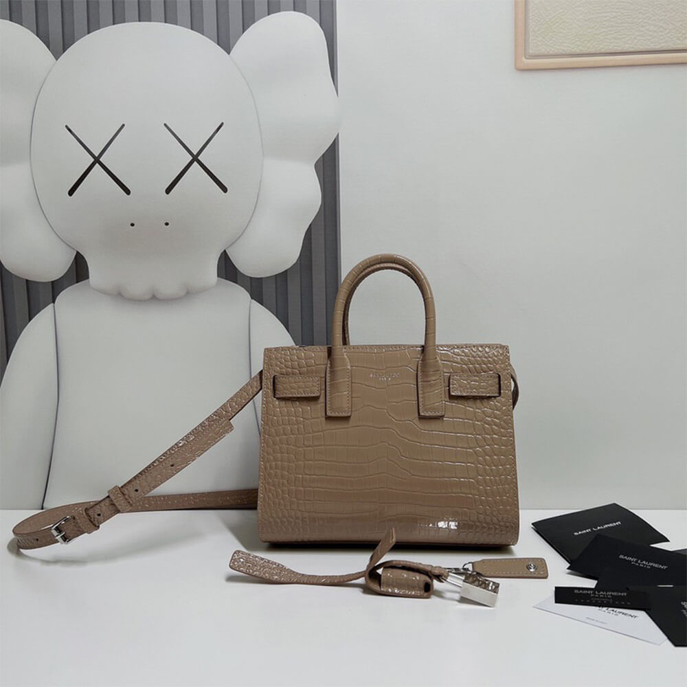 YSL SAC DE JOUR NANO IN EMBOSSED CROCODILE SHINY LEATHER