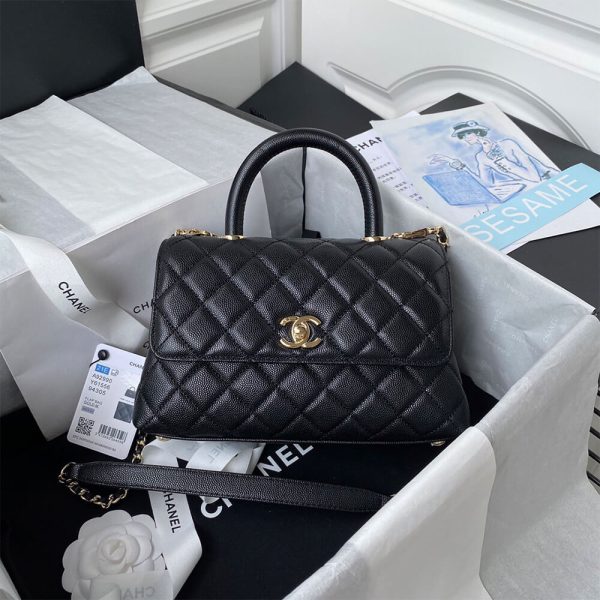 Ch*el coco handle bag small