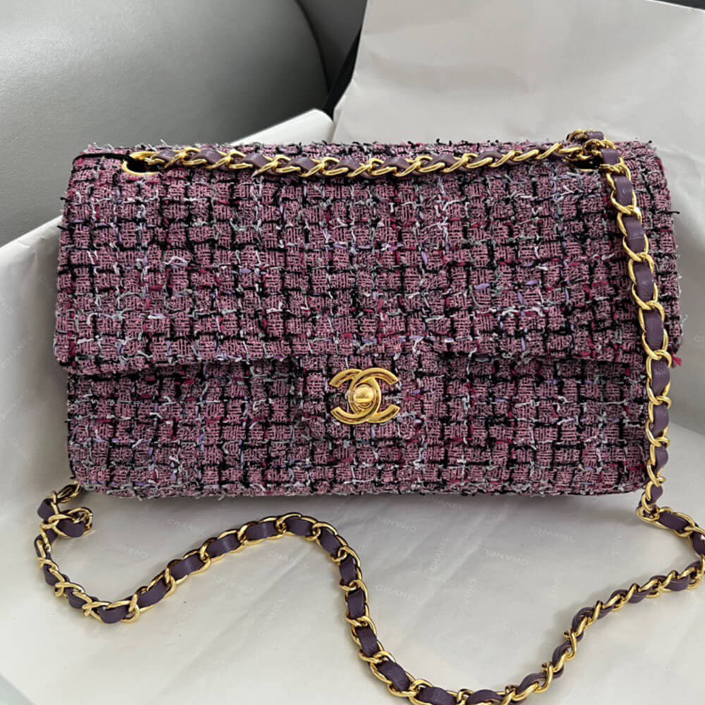 Ch*el tweed medium classic flap bag