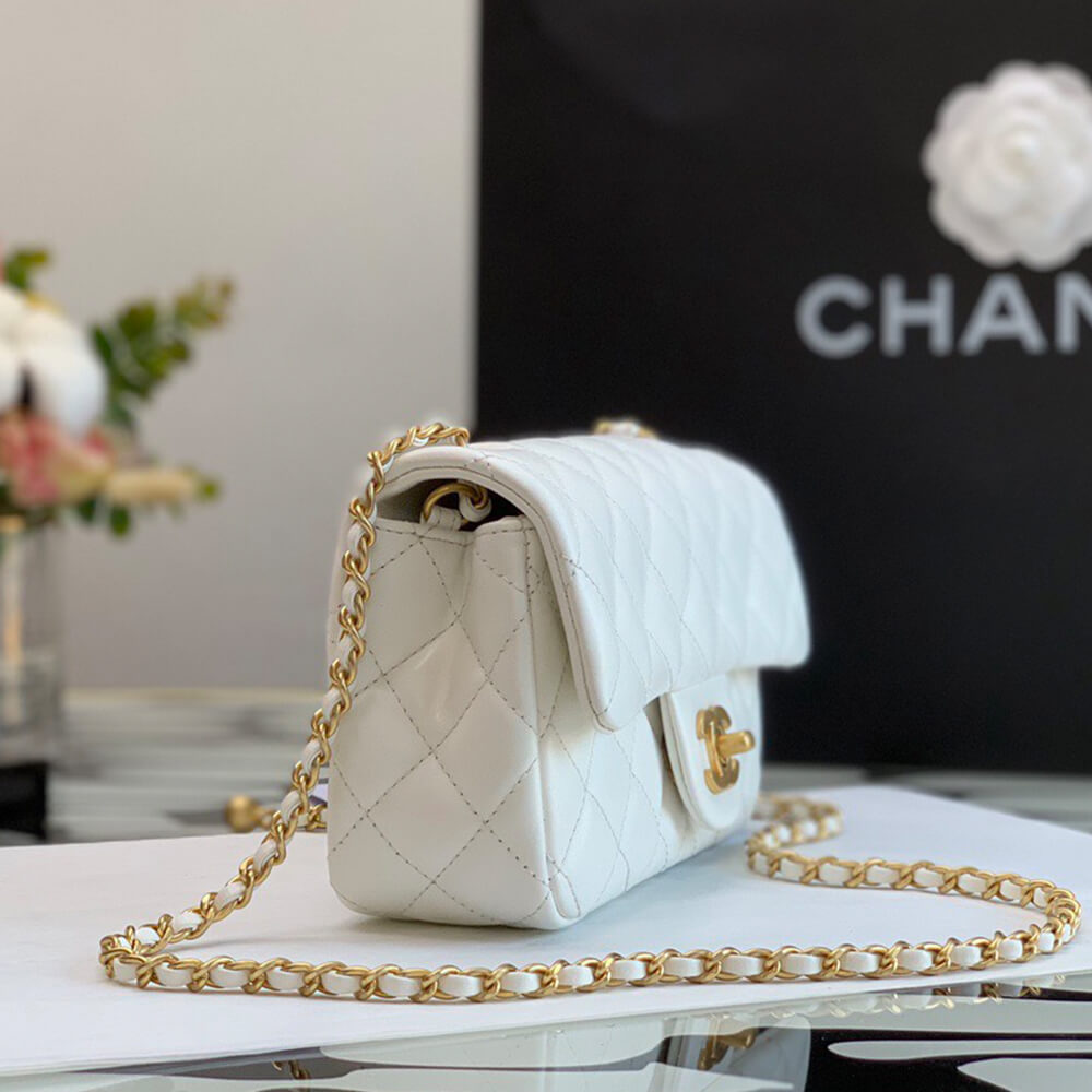 Ch*el pearl crush mini rectangular flap bag