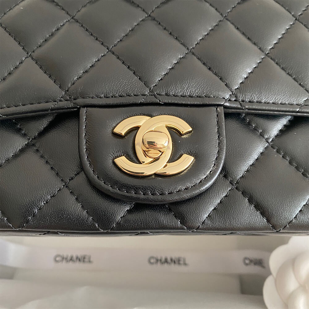 Ch*el mini flap with top handle