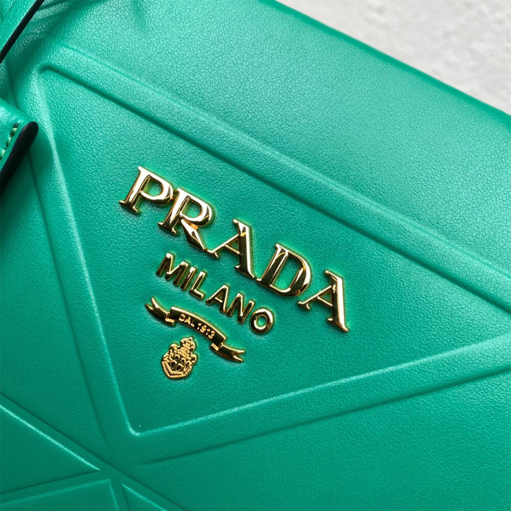 small leather Pra*a symbole bag with topstitching